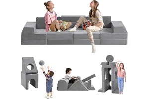 22 Pcs Modular Kids Play Couch, 1000+DIY Creativing Playroom Furniture for Kid, Kids' Sofas, Toddler Couch Convertible Foam and Floor Cushion for Boys and Girls