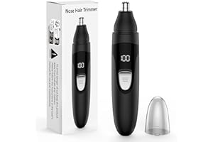 VOTEYO Tondeuse à poils de nez, rechargeable sans fil indolore oreille,pour homme et femme, voyant lumineux, lames à double bord pour un nettoyage facile (Noir)
