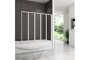SKY BATHROOM 5 Fold Pivot Shower Bath Screen Folding Bath Screen 1200x1400mm