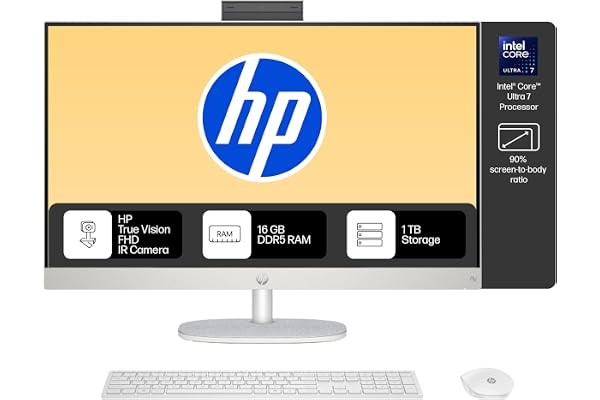 HP All-in-One, Intel Core Ultra 7 155U (16GB DDR5,1TB SSD) IPS, 300 nits, Anti-Glare, 27inch(68.6cm) FHD, Win11, M365, Office
