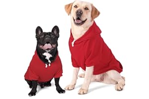Furryilla Vestiti per cani e cani, felpa con cappuccio con foro per guinzaglio, per cani di taglia media (rosso, 2XL)