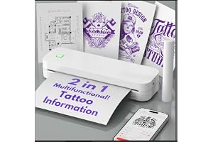 Ablemark Bärbar A4 termisk skrivare, utan bläck Bluetooth-tatueringsskrivare, kompatibel med Android och iOS med dator, tatue