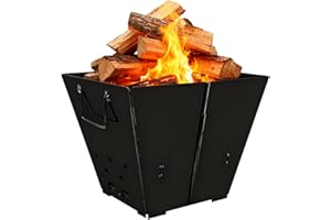 Asaiy Tragbare Feuerstelle für Camping, Faltbare Outdoor-Feuerschale, Robuste Eisen-Feuerstelle für Terrasse, Lagerfeuer, Picknick – Ohne Grillrost