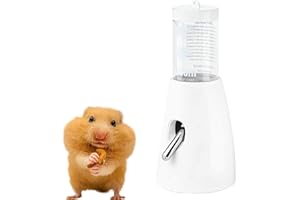 PAWSAYES Hamsters Water Bottle Feeder with Stand Drinking Dispenser Feeder(White)