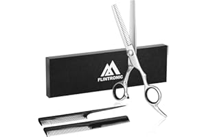 Flintronic 3Pcs Kit Ciseaux Coiffure, Ciseaux à Cheveux Professionnels pour Désépaissir, 6,9'' Ciseaux de Coiffure en Acier Inoxydable à Haute Teneur en Carbone, Peigne pour Enfants, Hommes et Femmes