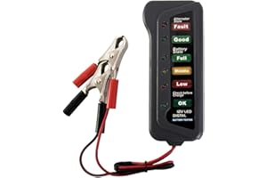 NIHUIFDPY Car Battery Tester, 12V Digital Battery Tester with 6 LED Indicators Digital, Multi Functions Alternator Tester for Car Motorbike Trucks SUV ATV Boats
