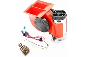 YIYIDA Bocina de aire para coche135 dB car horn doble tono caracol sirena bomba eléctrica de caracol, aluminio cromado con compresor para cualquier vehículo de 12 V camión SUV barco motocicleta