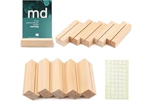 Funtery 10 Stück Kartenhalter Holz, Tischkartenhalter mit 50 Doppelseitigen Klebstoff Kartenständer Postkartenhalter Fotohalter für Hochzeiten Restaurants für Hochzeiten Partys