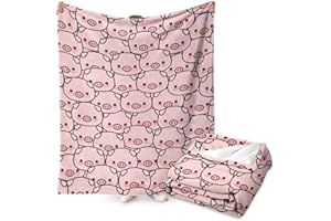FYDZBSL Pig Children's Blankett, Cute Pig Throw Blankett for Boys Girls Beautiful Wildlife Bedroom Decor Blankett Striped Grid Printed Soft Plush Blankett100 x 150 cm
