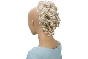 CAISHA Parrucchino Scrunchie Updo Acconciature Voluminoso Ricci Disordinato Bun Biondo Chiaro G5L