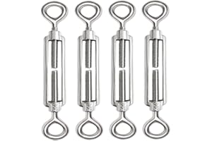 SAIJIAN 4 Pezzi M8 Tenditore Acciaio Inox 304 Tenditore Filo Regolabile Tenditori Occhiello e Occhiello per Cavi in ​​Acciaio Tenditori per Funi