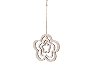 levandeo Fiore decorativo mobile H15cm girandola legno MDF naturale bianco fiore di legno decorazione sospesa decorazione da appendere
