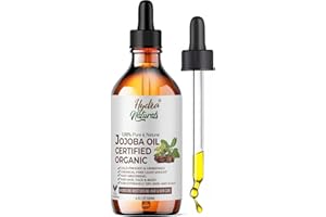 Hydra Naturals 100% Organic Cold Pressed Jojoba Oil 120ml, Hexane-Free Carrier Oil for Body, Hair, Face, Beard, Skin & Nails, Massage Oil, Vegan & Cruelty Free, Fast Absorbing, Non-Comedogenic