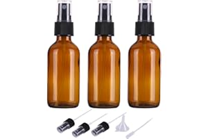 ALIFEIA Bouteilles de pulvérisation en verre ambre vide de 3 x 60 ml pour les huiles essentielles, petites bouteilles de pulvérisation de brume fine de voyage rechargeables, distributeur de brume fine