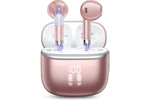 HOIFA Bluetooth 5.4 Kopfhörer,In Ear Kopfhörer Kabellos Bluetooth,50H Spielzeit mit LED,Kabellose Kopfhörer mit 4 ENC Mic,IPX7 Wasserdicht in Ear Ohrhörer für Arbeit/Freizeit/Studium,Rosa