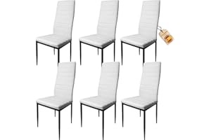 HOME DESIGN & CONFORT Pack de 6 Sillas de Comedor Tapizadas Color Blanco - Sillas Cocina Tapizadas - Sillas Comedor Pack 6 Color Blanco (White, 6)