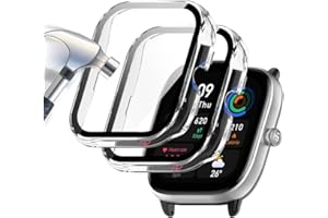 Acadeny 2-Stück Hülle Mit Gehärtetes Glas Displayschutz Kompatibles für Amazfit GTS 4 Mini,9H Härte 360° Rundum Schutzhülle Ultradünne Schutz PC Case Cover,Transparent+Transparent
