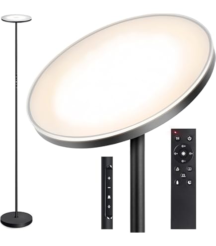 Wio-Mio Floor Lamp, 15w/1000lm Bright LED Floor Lamp With Stepless Adjustable 3000K-6000K Colors And Dimmer, Remote And Touch Control, Adjustable Floor Lamp For Living Room
