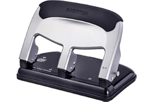 Bostitch Office EZ Squeeze Heavy Duty 3-otworowy dziurkacz, pojemność 40 arkuszy, mniej siły, idealny do przyborów szkolnych do domowego biura, elegancki design, srebrny