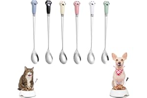 FADCAER 6 Pcs Pet Food Spoon,Cat Food Spoon Dog Food Spoon,Cat Claw Spoon Stainless Steel Pet Food Spoon for Feeding Pet Wet Food,Pet Food Scoop for Cat Dog