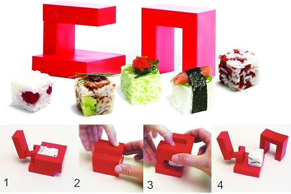 Chevalierdiffusion Rice Cube Moule à Sushis Carré, Rouge