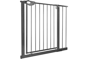 NAIZY Barrière de Sécurité pour Enfants, N Stop Safety Gate avec Portillon sans Perçage et Grille en Métal/Extensible avec Extension Séparée / 85-95 cm - Noir