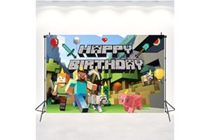 JXBBAAC Minnecraft Hintergrund, Background Dekoratione, 150 * 100 Fotografie Background Stoff für Kinder Geburtstag Party Hintergrund Kuchentisch Dekoration (B)