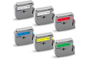 Xemax Compatibile Nastro 12mm x 8m Sostituzione per Brother PT M-K131 M-K231 M-K431 M-K531 MK-631 M-K731 Cassette per PT-45 PT-55 PT-60 PT-65 PT-110 PT-75 PT-80 PT-85 PT-M95 PT-90 PT-100, 6 Pacco