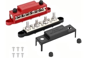 Greluma 1 paio Blocco di distribuzione dell'alimentazione Bus Bar,4 prigionieri M8(5/16"),6 terminali a vite M4(n.8),max 48V 250A,positivo e negativo