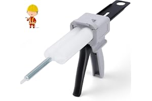 HOVIN Pistolet à colle époxy – Pistolet à colle 2K, distributeur de colle 50 ml, rapport 1:1/1:2, applicateur manuel, pistolet époxy, pistolet doseur dentaire, matériel de moulage dentaire (avec 7