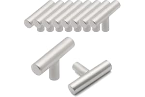 Probrico Cabinet Knobs for Drawer, Brushed Nickel Cupboard Knobs, Small Single Hole T Bar Knobs, Stainless Steel Dresser Drawer Knobs, 50mm Long Furniture Knobs, 10 Pack