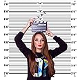 Zliisang 4.3 x 4.9ft Mugshot Backdrop for Photoshoot Arrested Height Photography Background Photo Booth Props Backdrop Murder Mystery Party Decorations Mugshot Signs for Birthday Bachelorette Party