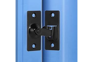 Litensh Serratura per porta scorrevole a 90 gradi, in acciaio inox, ad angolo retto, con fibbia pieghevole per porta scorrevole a spinta (nero)