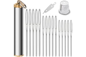 15 Pezzi Aghi per Cucire, HZYIQ Aghi da Cucito a Mano con Cruna Grande con Infila, Cappuccio per Ditale, Bottiglia, Filo Facile Ago Punto Croce per Cucire Lana - 2,09" 2,36" 2,76"