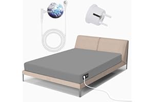 ‎RIQINXIN ErdungsSpannbetttücher Erdungsspannbettlaken mit EU Erdungskabel für besseren Schlaf reduziert Stress mit Bio-Baumwolle Silberfaser Leitfähige Erdungsmatte für Bett in EU-Norm 200X200X35cm Grau