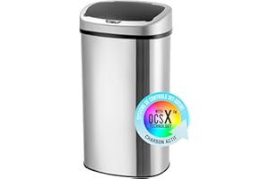 1 TOUCHLESS 1 MOVE Poubelle Automatique 58L Inox Brossé avec Filtre ANTI-ODEUR et Revêtement ANTI-TRACE | Bac à ordures Electronique Cuisine Salle de Bain en Acier Inoxydable | Couvercle Electrique | Sac 50 ou 60 litres