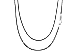 AFSTALR Collana Cuoio Uomo e Donna Cordoncino per Collane 2/3mm Nero/Marrone Intrecciata Pelle Sintetica Catena Choker Ricambio Per Cindolo con Chiusura in Acciaio Inossidabile 41-76cm