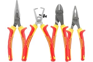 STANLEY FATMAX STANLEY 4-84-489 Coffret de 4 Pinces Isolées 1000 V - Poignée Bi matière Certifié 1000V - Taillant Trempés Haute Fréquence - Normes en 60900, Iec/CEI 900, Vde 0680 multicolore