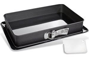 Zenker 7022 Prostokątna tortownica Deluxe kwadratowa, z emaliowanym dnem i zabezpieczeniem przed wyciekiem, forma do ciasta z powłoką zapobiegającą przywieraniu (kolor: czarny metalik), ilość: 1