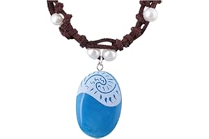 KAMROSE Moana Necklace, Pendant Necklace for Princess Moana Cosplay with Hawaii Flowers Hair Clip Halloween Costume Halloween Party Favors