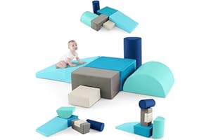 HOMFME Parcours Motricité Convertible pour Enfants d’Âge Préscolaire avec 6 Pièces, Module Motricité Montessori Bébé en Mousse Souples Colorés et Housse en PU, pour Le Développement d’Enfants