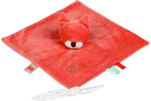 Nattou Comforter Doudou with Ties, 27 x 27 cm, Cuddly Companion, Snuggle Blankie, 100 Percent Super Soft Polyester, Machine Washable, PETA-Approved Vegan, (Fanny and Oscar Collection) Oscar the Fox