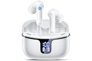 RENIMER Bluetooth Kopfhörer, In Ear Kopfhörer Kabellos Bluetooth 5.3 Kabellose Kopfhörer mit 4 Mikrofon, ENC Lärmreduzierung Wireless Earbuds 40 Std Stereo, LED-Anzeige, USB-C, IP7 Wasserdicht Ohrhörer, Weiß