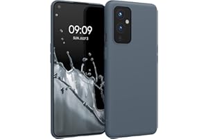kwmobile Funda para OnePlus 9 (EU/NA Version) Carcasa - Ultrafina de TPU y Silicona con Bordes elevados anticaídas - Pizarra Oscura