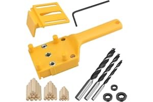 YATGUUDZ Doweling Jig 6/8/10 mm Wood Dowelling Drill Guide Wood Dowel Puncher Locator Drilling Doweling Hole Saw Tools（yellow38pcs）