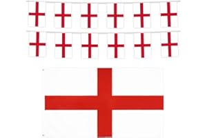 YOFANUP England Bunting Flags, England Flag - 5x3ft/150x90cm with Eyelets, Bunting - 20 Flags, 16.5ft/5m, Great for Womens Rugby Championship 2025 Decorations