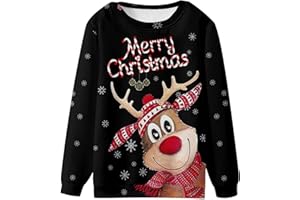 LUOLUOLUO 2023 New Men's Xmas Jumper Sweatshirt Classic Reindeer Merry Christmas Sweater 3D Ugly Pullover Crewneck Long Sleeve Top Graphic T-Shirt Digital Print Sweatshirts Casual Birthday Clothing M-4XL
