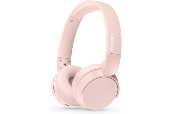Philips TAH4209PK Casque sans Fil Supra-aural Bluetooth léger, Isolation phonique Passive, 55 Heures d’autonomie, Son Naturel, appels clairs, Basses dynamiques, Recharge en 2 Heures Via USB-C - Rose