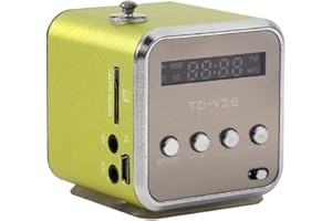 LAZMIN Mini Portable FM Radio Speaker, Digital Stereo MP3 MP4 Music player Support TF Card USB Disk FM (绿色)