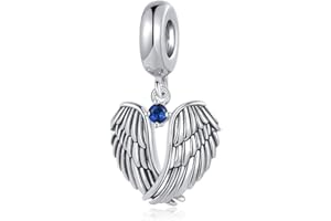 LSxAB Guardian Angel Wings Charm with 12 Birthstone Colors Birthday Charms Compatible with Pandora Bracelets for Women